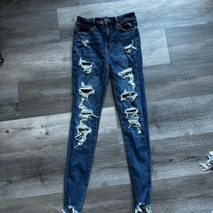 Distressed Blue Jeans